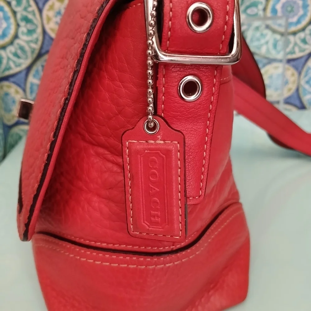 Coach Hamilton Crossbody Bag with Flap Closure Silver Hardware Pebbled Leather
